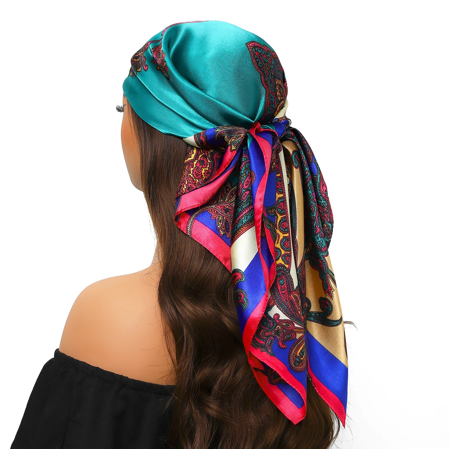 90cm Women Four Seasons Square Silk Satin Bandana Wrap Shawl Scarves Scarfs Spk13