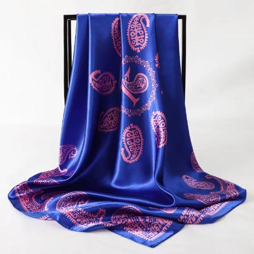 90cm Women Vintage Paisley Square Silk Shawls Printed Wraps Bandana Scarves