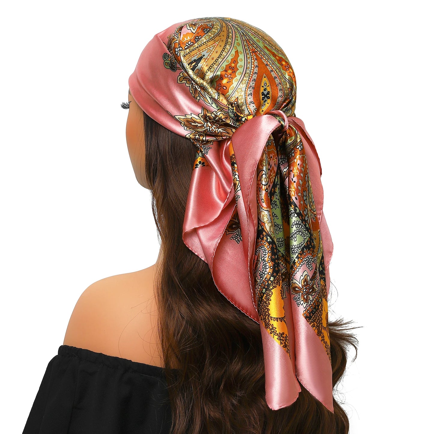 90cm Women Four Seasons Square Silk Satin Bandana Wrap Shawl Scarves Scarfs Spk13