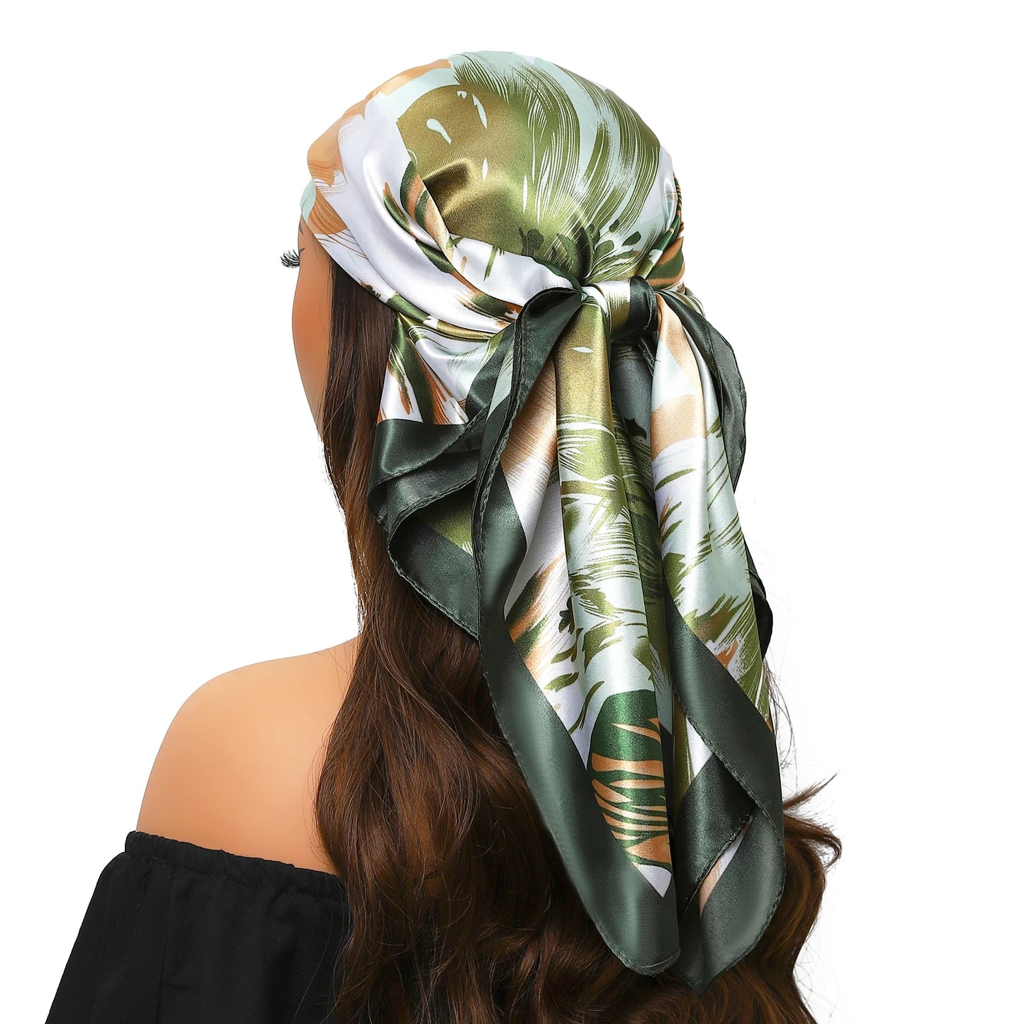 90cm Women Four Seasons Square Silk Satin Bandana Wrap Shawl Scarves Scarfs Spk11