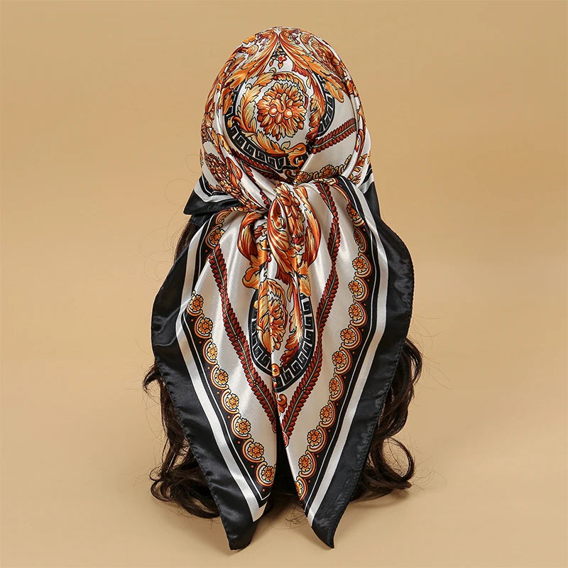 Women Fashion Silk Square Scarf Printed Flower Pashmina Bandana Scarves