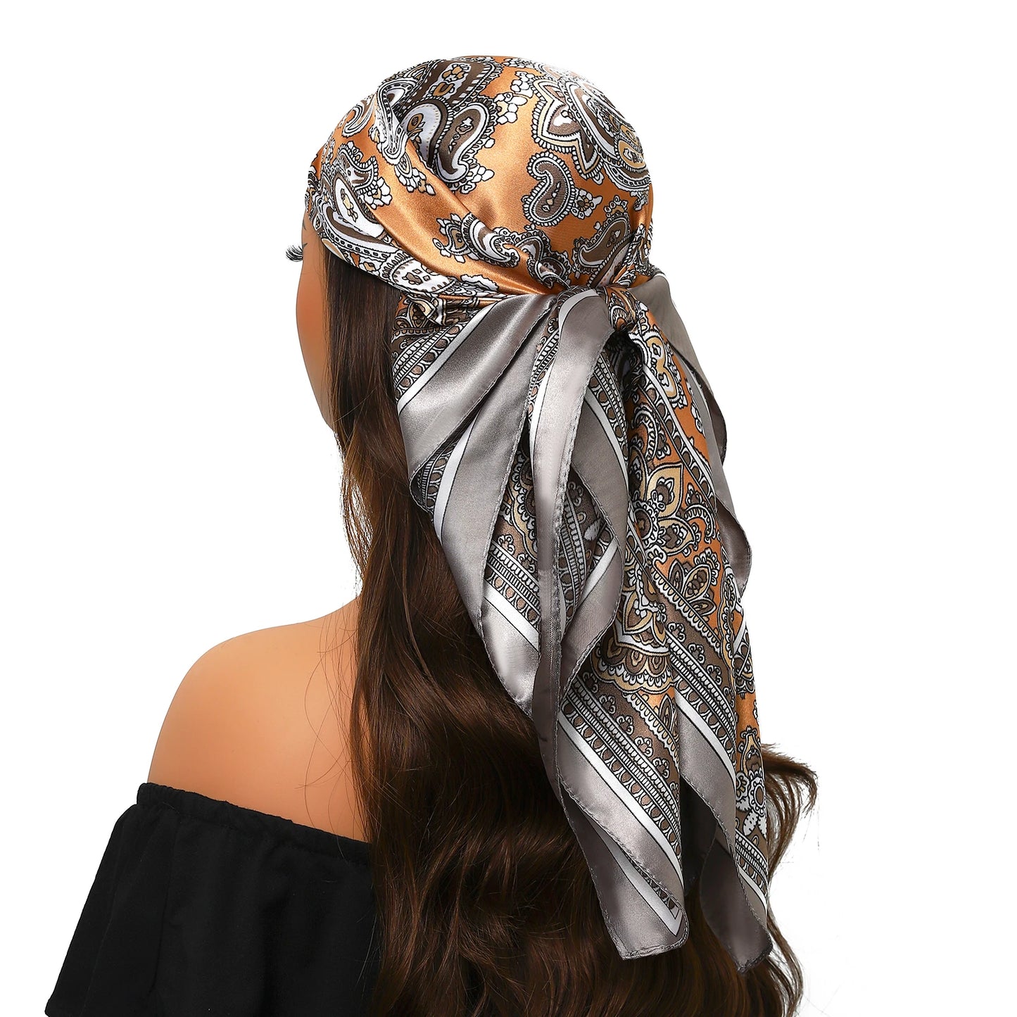 90cm Women Four Seasons Square Silk Satin Bandana Wrap Shawl Scarves Scarfs Spk13
