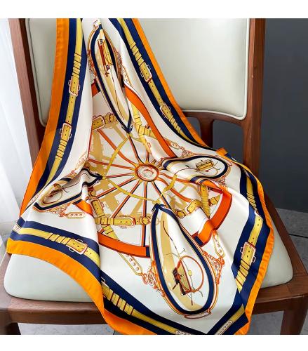 Luxury Silk Feeling Square Scarf Women 2024 Print Satin Neckerchief Spring Hair Band Foulard Bandana Echarpe Tie Shawl Wraps