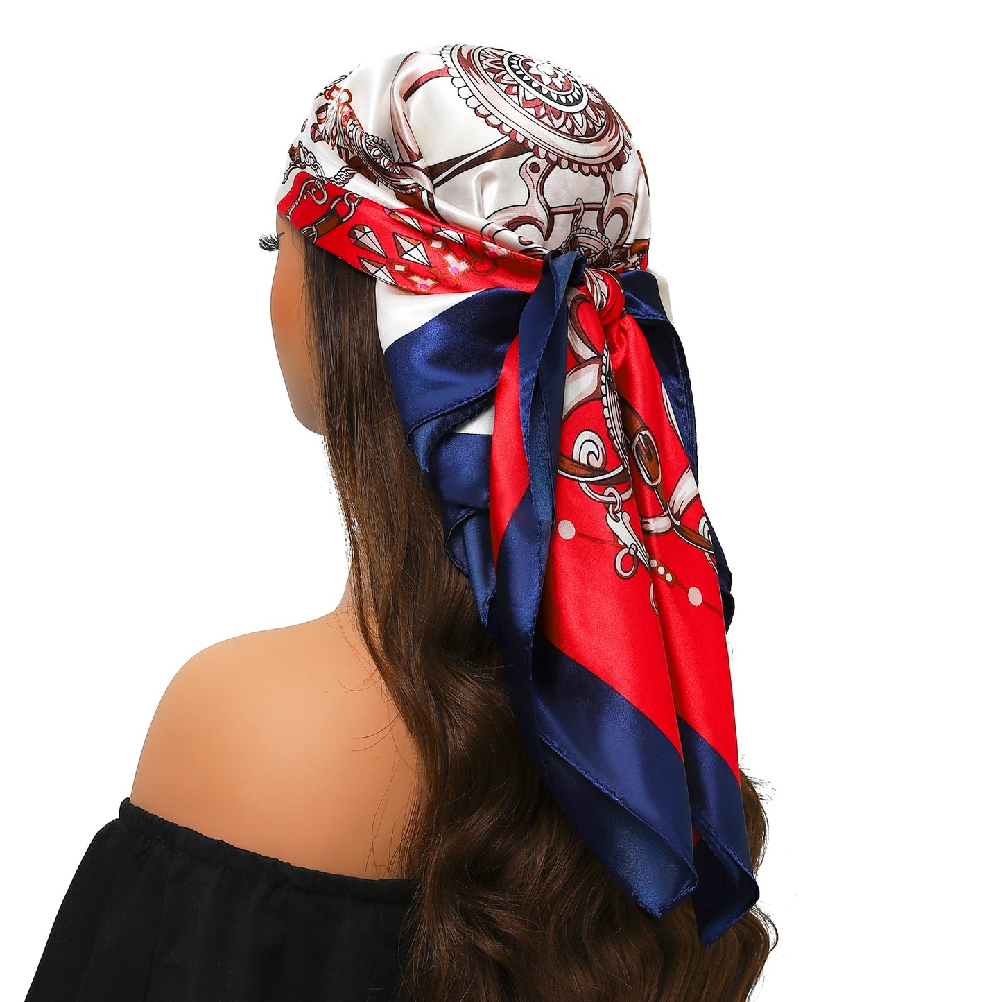 90cm Women Four Seasons Square Silk Satin Bandana Wrap Shawl Scarves Scarfs Spk11