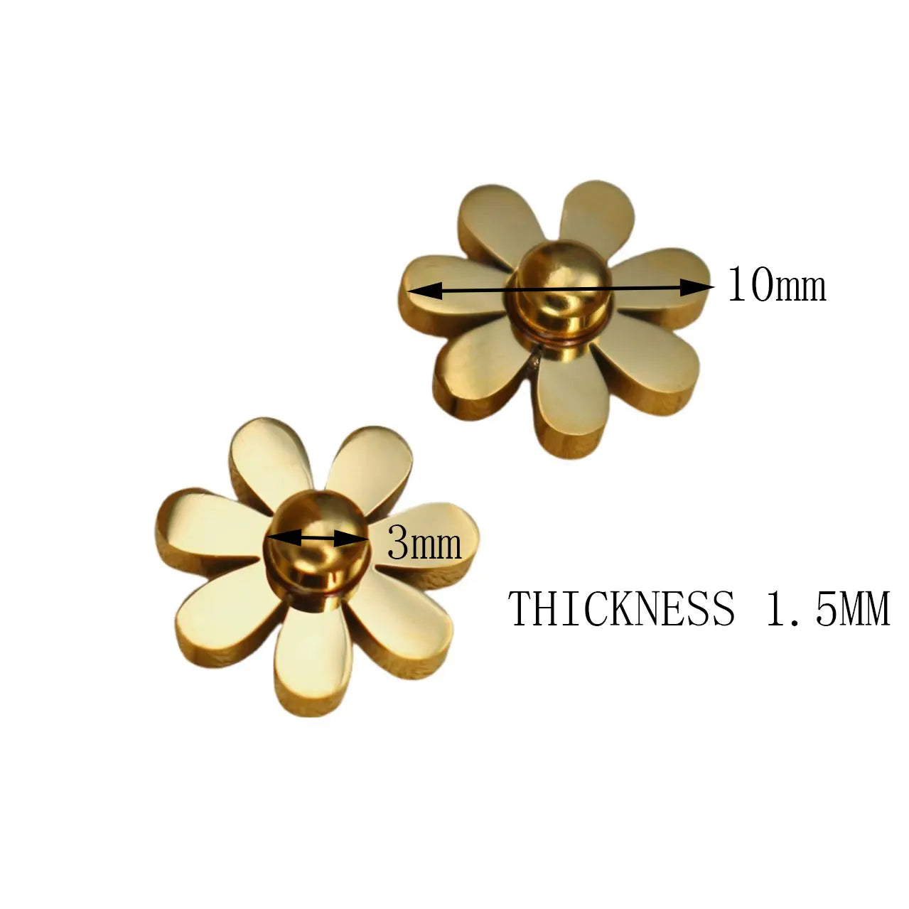 Daisy Women Wedding Stainless Steel Gold Color Charm Stud Earrings