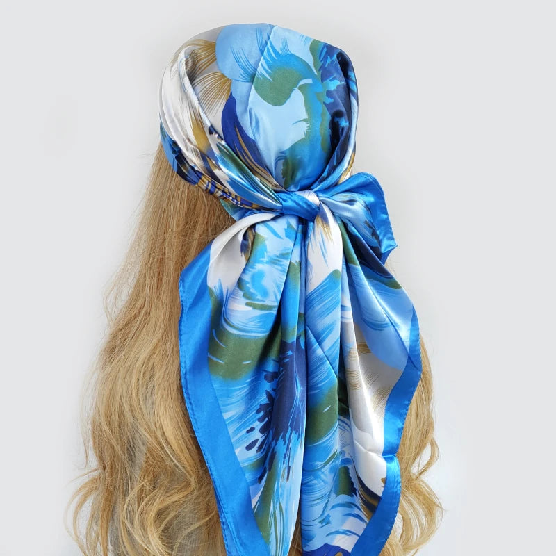 90cm Women Four Seasons Square Silk Satin Bandana Wrap Shawl Scarves Scarfs gpk9