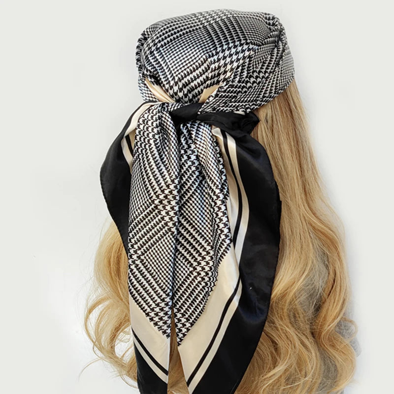90cm Women Four Seasons Square Silk Satin Bandana Wrap Shawl Scarves Scarfs gf08
