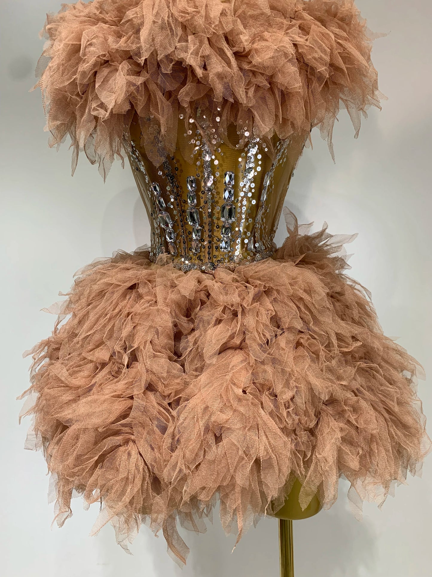 Sexy Strapless Mesh Two Pieces Celebrity Night Party Prom Birthday Dress