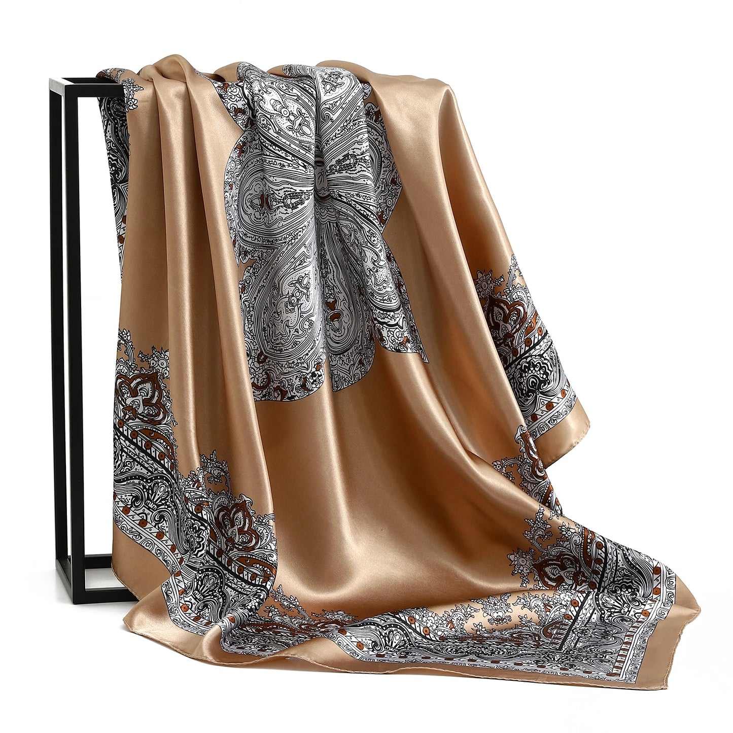 90cm Women Four Seasons Square Silk Satin Bandana Wrap Shawl Scarves Scarfs kfy1