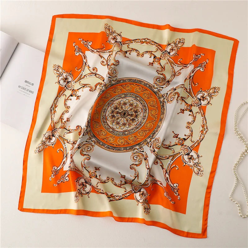 Women Fashion Silk Satin Cats Pets Printed Wrap Scarf Bandana Scarves