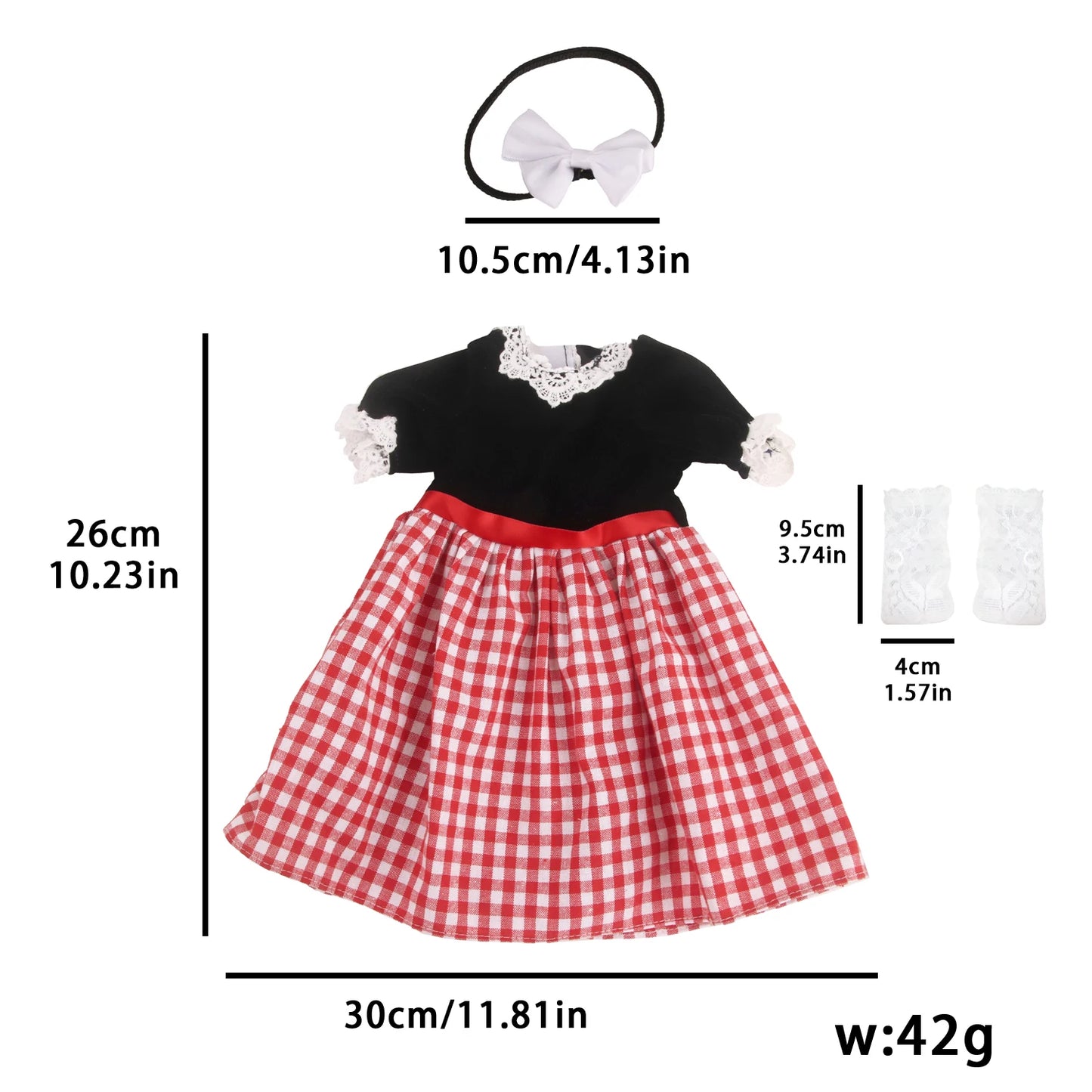 Cute Princess Lace Plaid Skirt American 18-inch Girl Doll Clothes Set 43cm Baby Newborn Toys