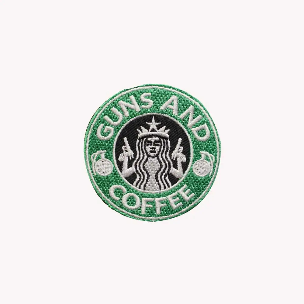 G.U.N.S AND COFFEE Embroidered Patch Iron-On Sewing Clothes Patches Applique