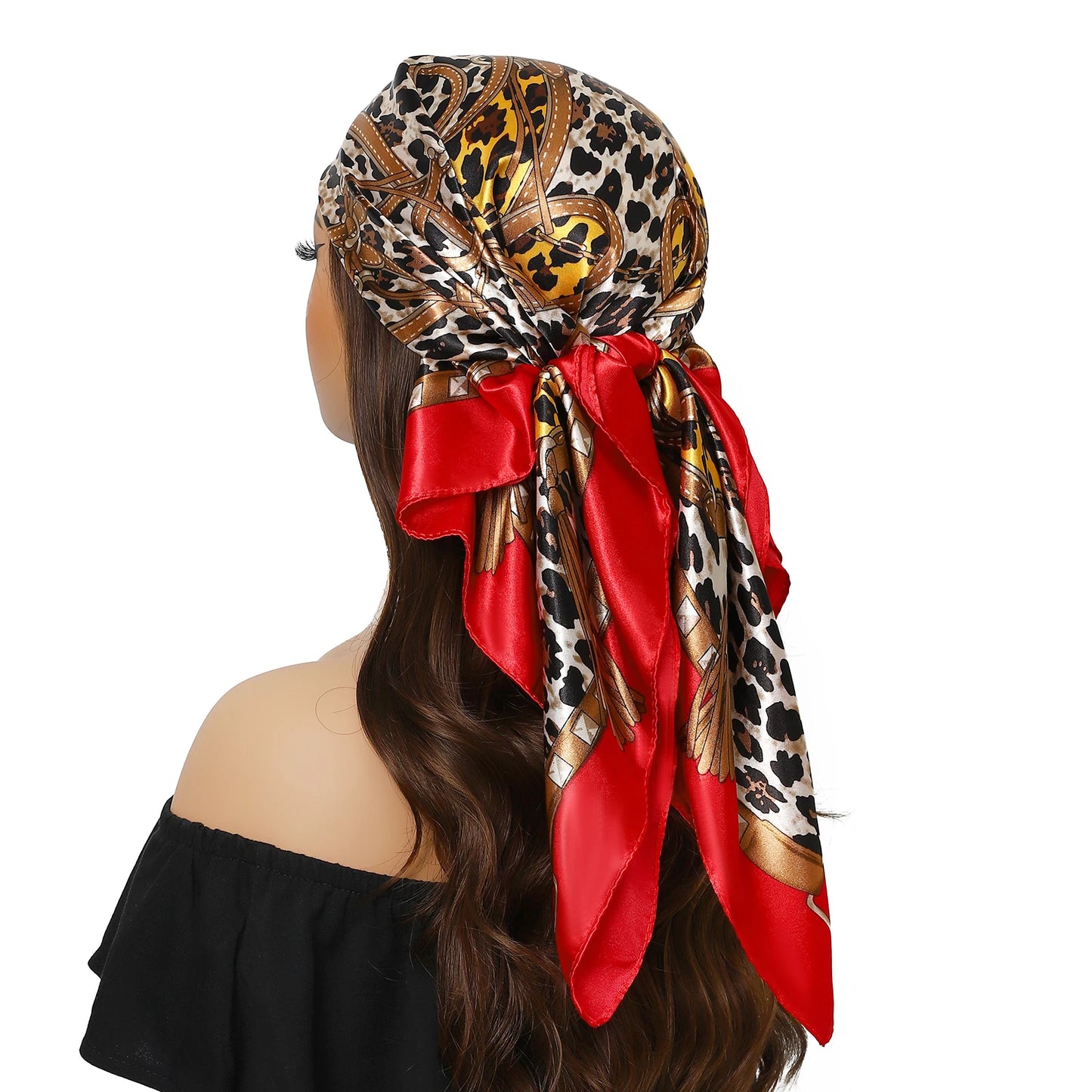 90cm Women Four Seasons Square Silk Satin Bandana Wrap Shawl Scarves Scarfs kfy1