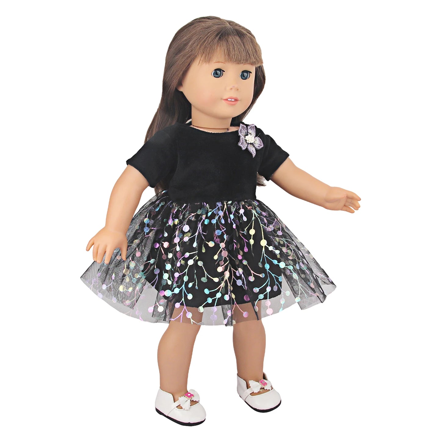 18 Inch 43 cm Baby Newborn Girl Black Mesh Skirt Princess Prom Dress Doll Toys