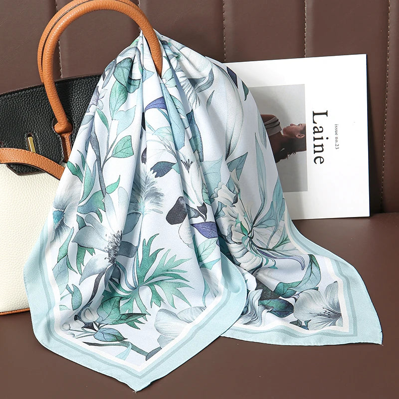 70cm Women Design Square Fashion Printed Satin Silk Scarf Scarves