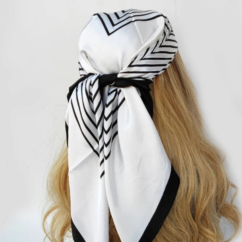 90cm Women Four Seasons Square Silk Satin Bandana Wrap Shawl Scarves Scarfs gf08