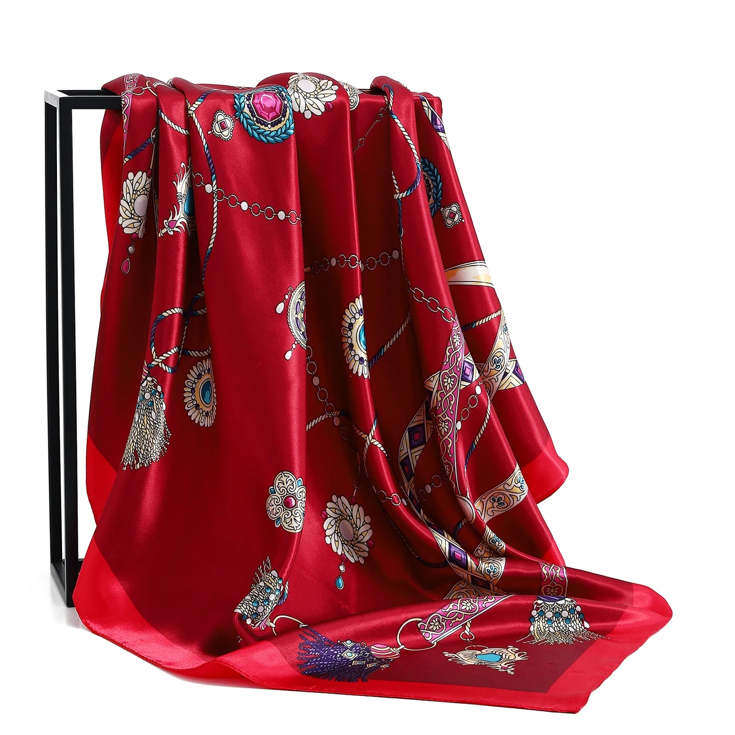 90cm Women Four Seasons Square Silk Satin Bandana Wrap Shawl Scarves Scarfs kfy1