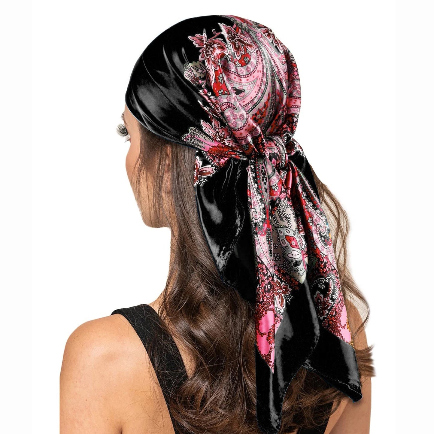 90cm Women Four Seasons Square Silk Satin Bandana Wrap Shawl Scarves Scarfs gfK2