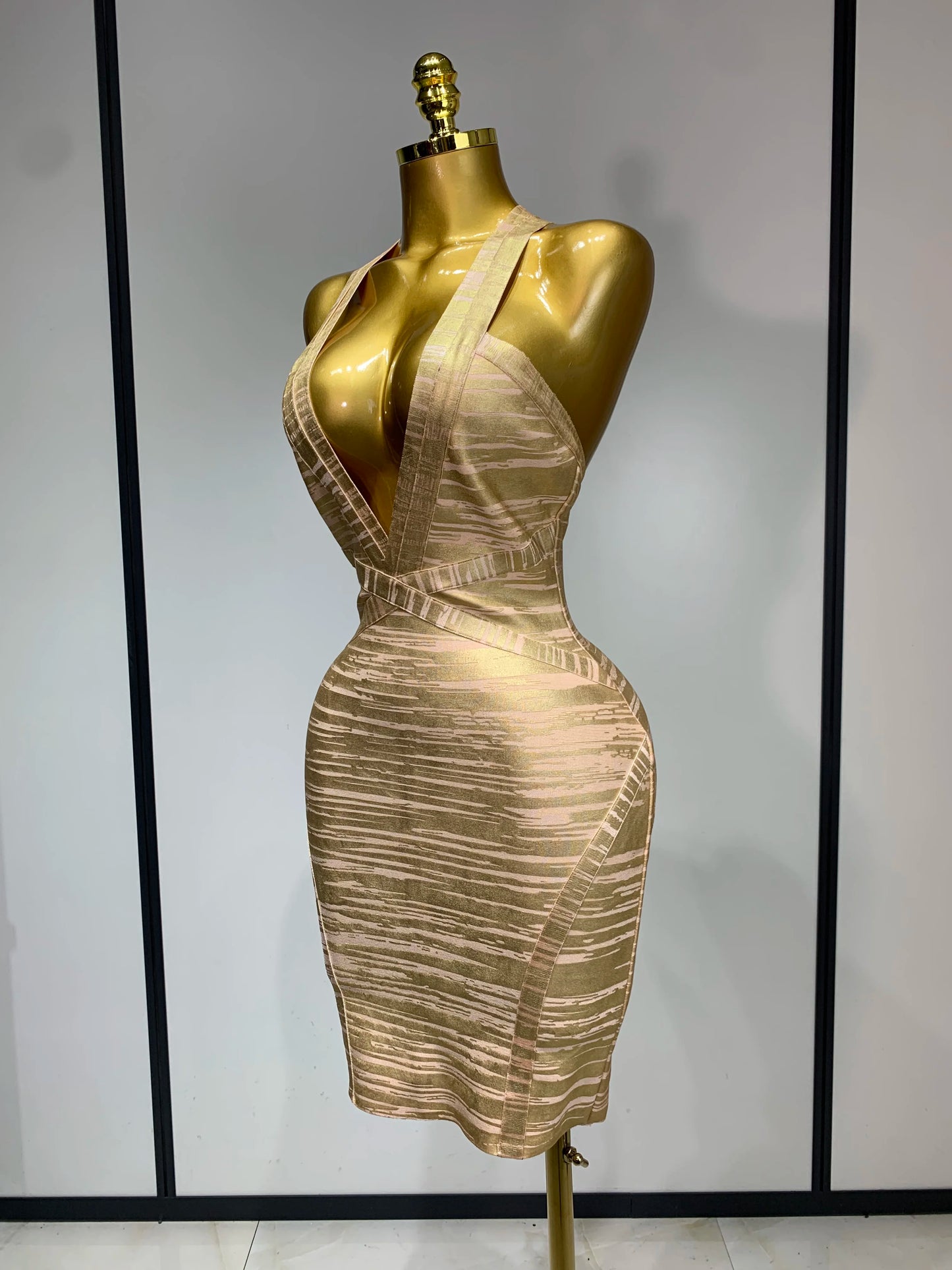 Sexy Deep V Neck Bandage Bodycon Mini Celebrity Elegant Evening Party Dress