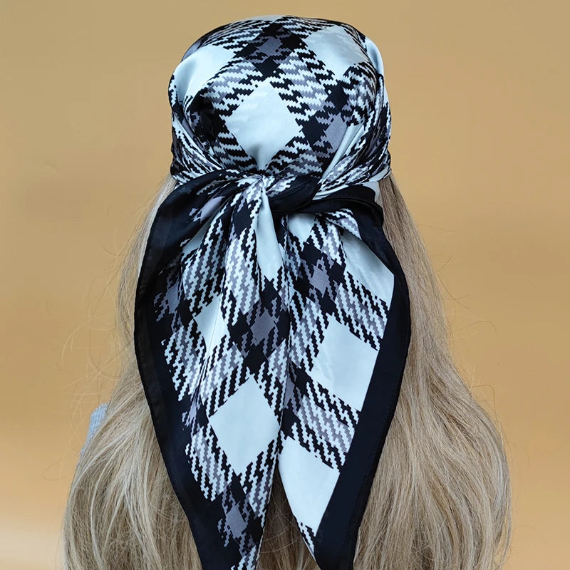 70X70cm Women Luxury Four Seasons Square Silk Satin Bandana Wrap Shawl Scarves Scarfs gk7