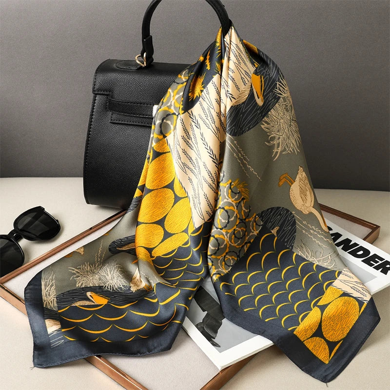 Women Fashion Square Small Silk Satin Scarf Design Printed Bandana Scarves