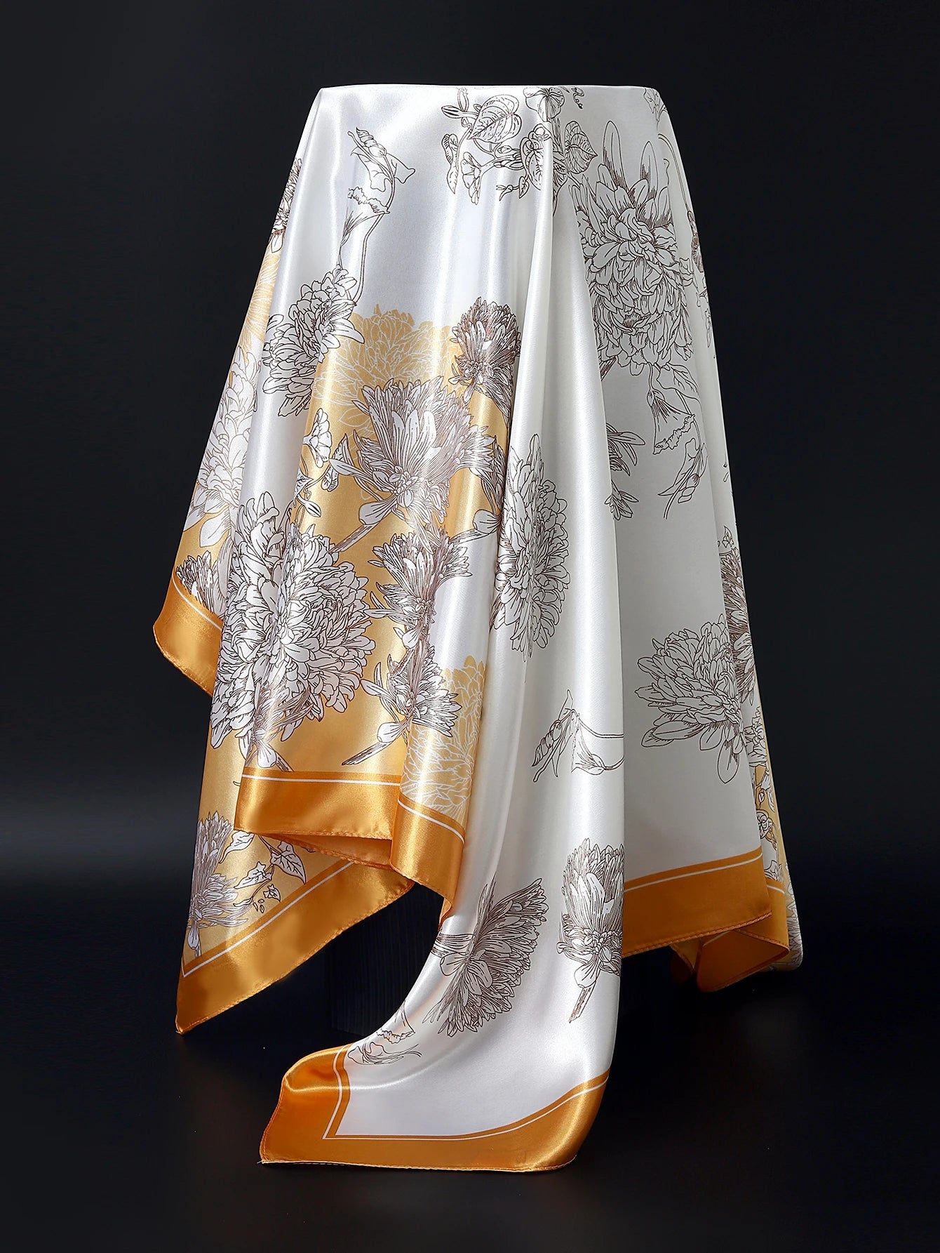 90cm Women Four Seasons Square Silk Satin Bandana Wrap Shawl Scarves Scarfs Sqk2
