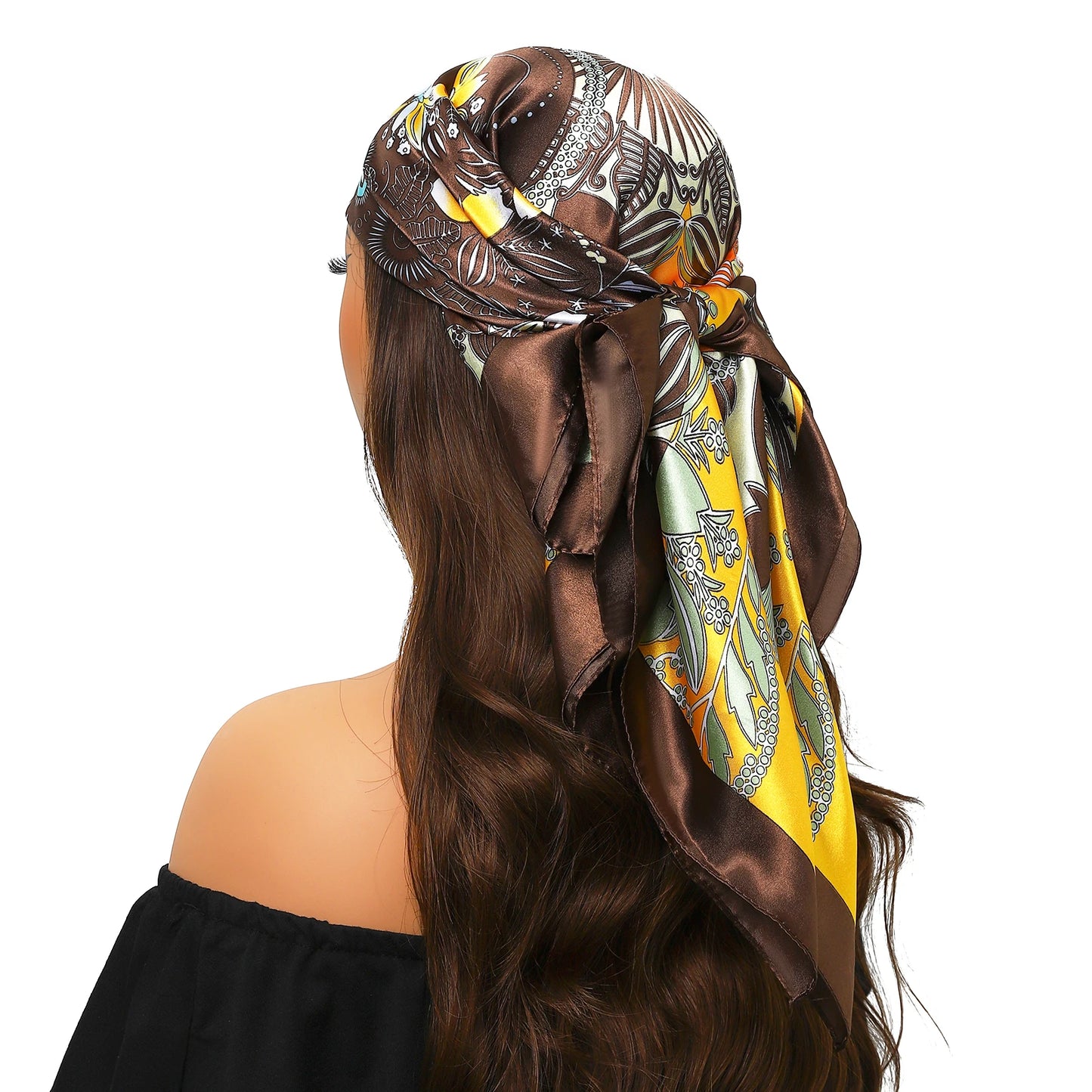 90cm Women Four Seasons Square Silk Satin Bandana Wrap Shawl Scarves Scarfs Spk13