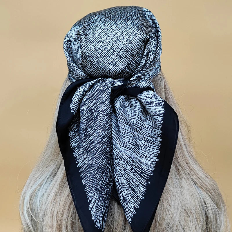 90cm Women Four Seasons Square Silk Satin Bandana Wrap Shawl Scarves Scarfs SRk3