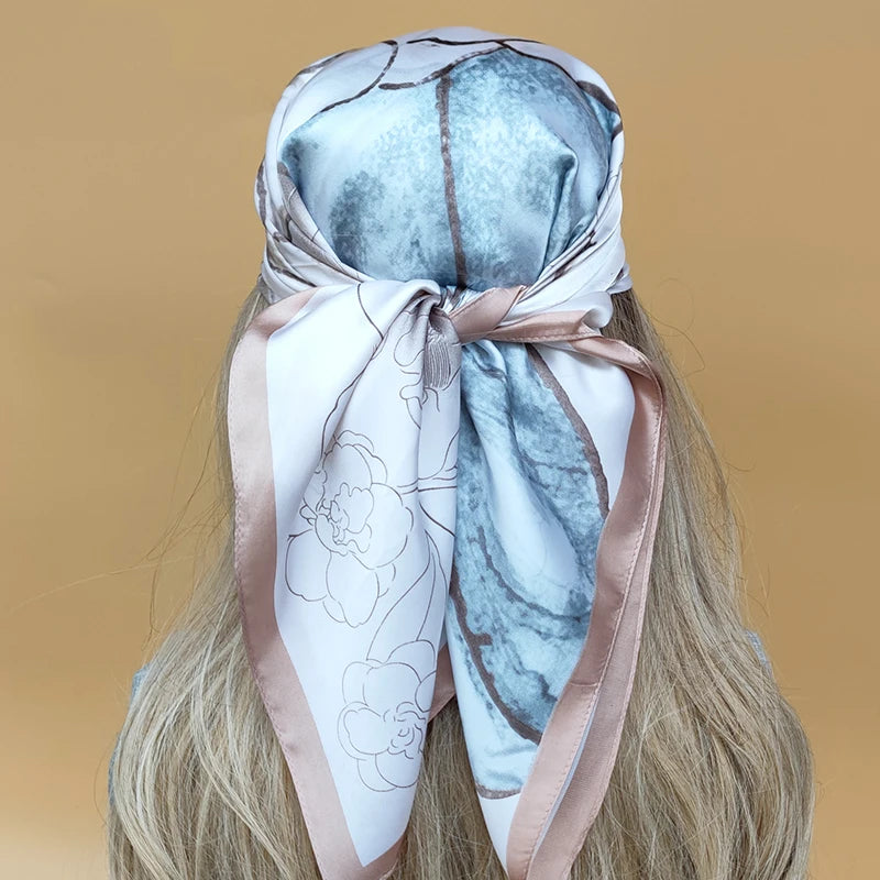 90cm Women Four Seasons Square Silk Satin Bandana Wrap Shawl Scarves Scarfs SRk3