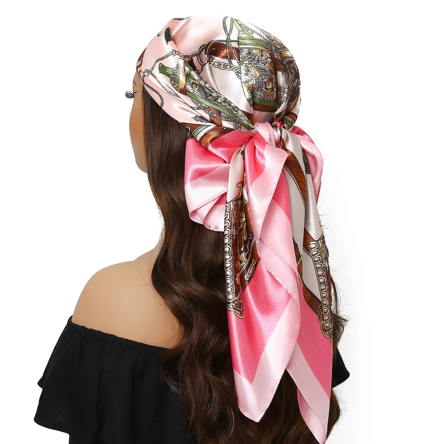90cm Women Four Seasons Square Silk Satin Bandana Wrap Shawl Scarves Scarfs kfy1