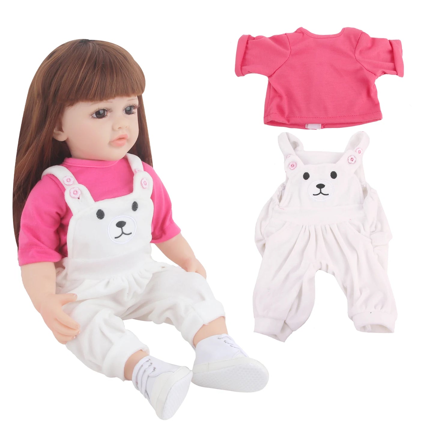 55CM Reborn Baby Newborn Girl Doll Clothes Backband Pants + T-Shirt Suit For 22 Inches Toys
