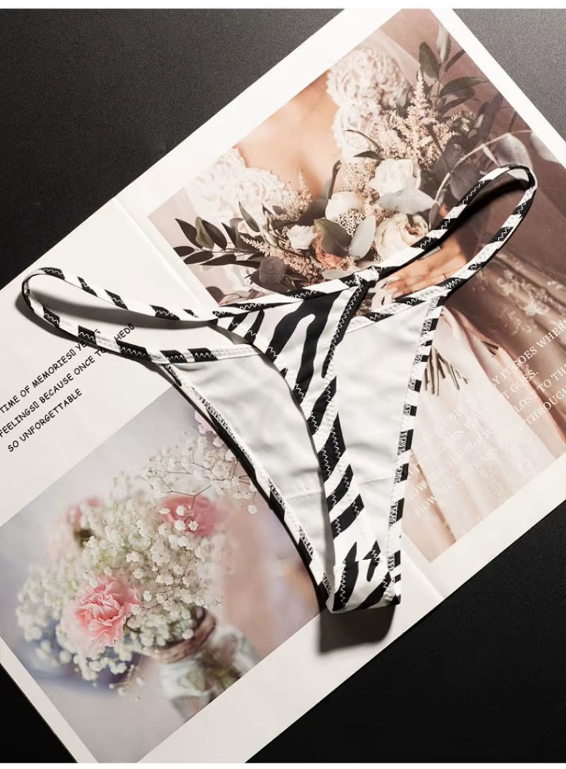 Women Low Waist G-String Leopard Briefs Thong Ice Slik T-back Underwear Seamless Panties