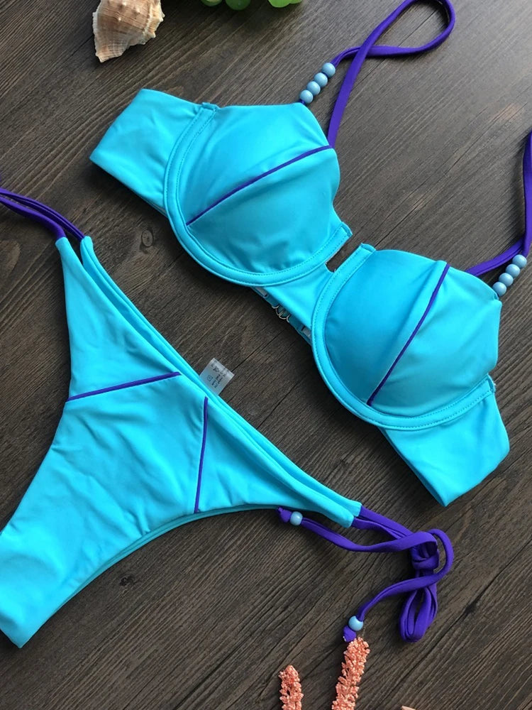 2pcs Push Up Women Micro Swimsuit Bandage Beach Wear Swimming Bikini