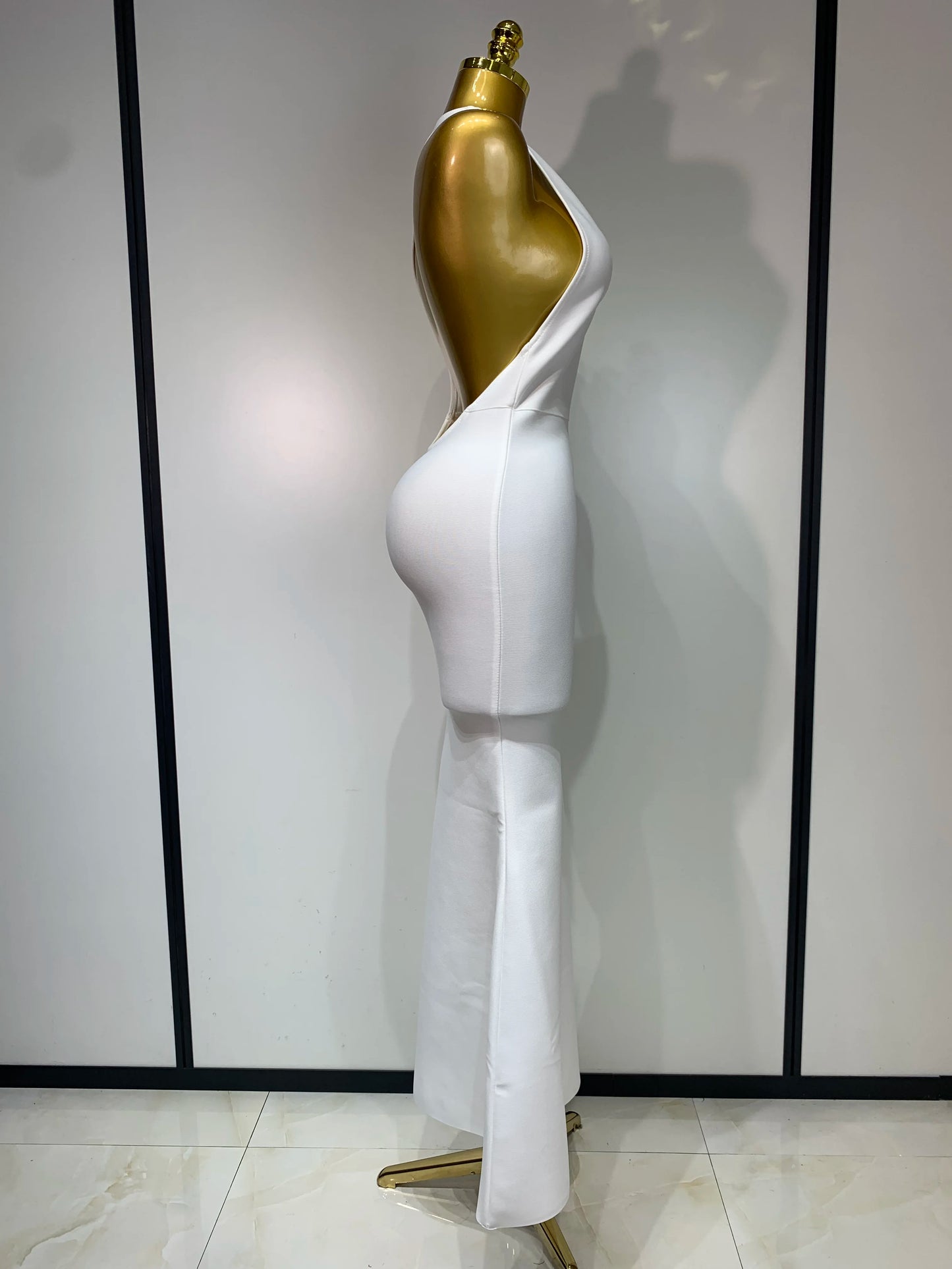 Women Sexy Sleeveless Backless Design Bandage Celebrity Elegant Evening Party Birthday Dress