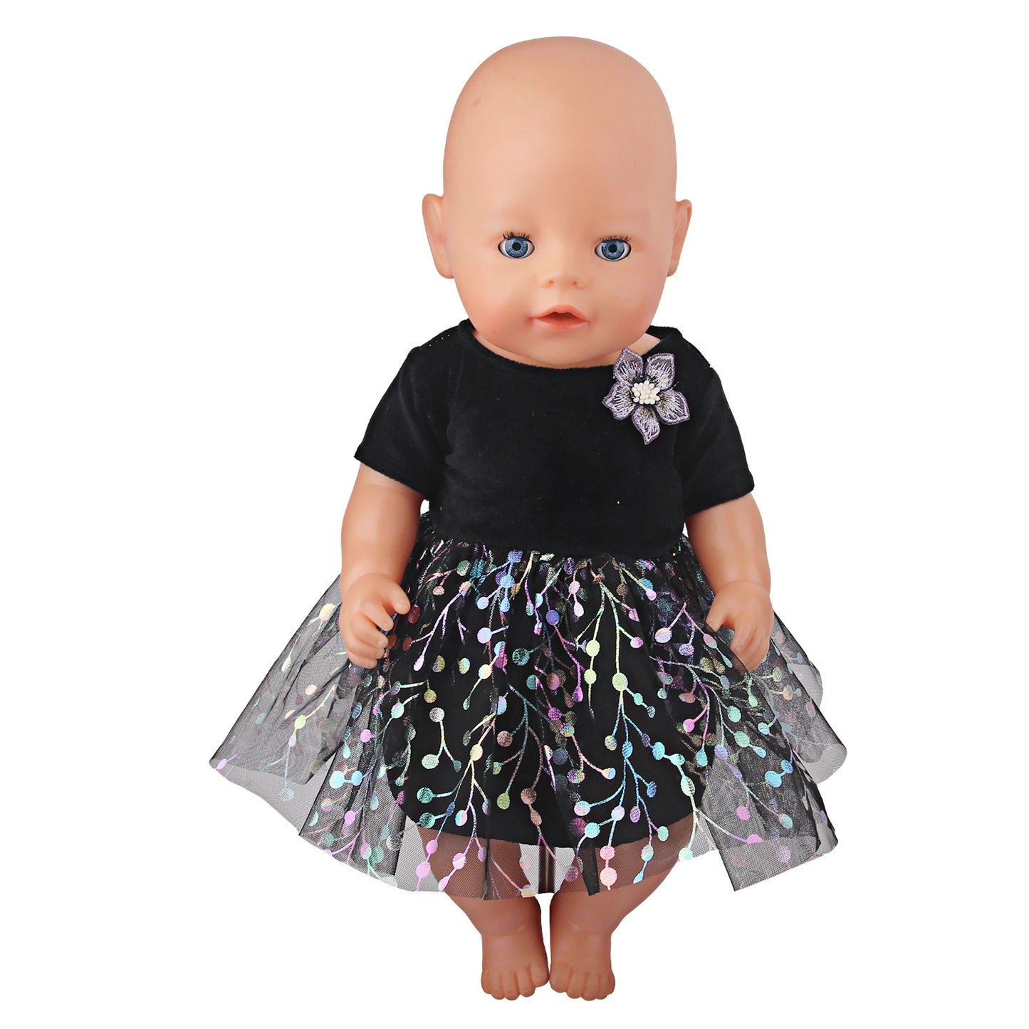 18 Inch 43 cm Baby Newborn Girl Black Mesh Skirt Princess Prom Dress Doll Toys