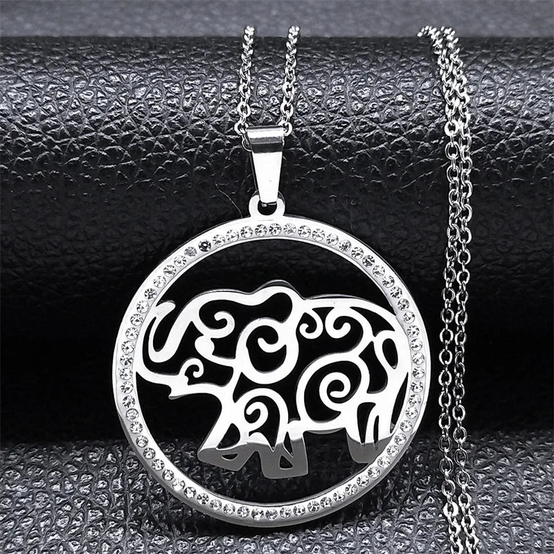 Pug Dog Stainless Steel Crystal Necklace Pendant Gold Color Chain Necklace