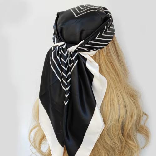 90cm Women Four Seasons Square Silk Satin Bandana Wrap Shawl Scarves Scarfs gf08