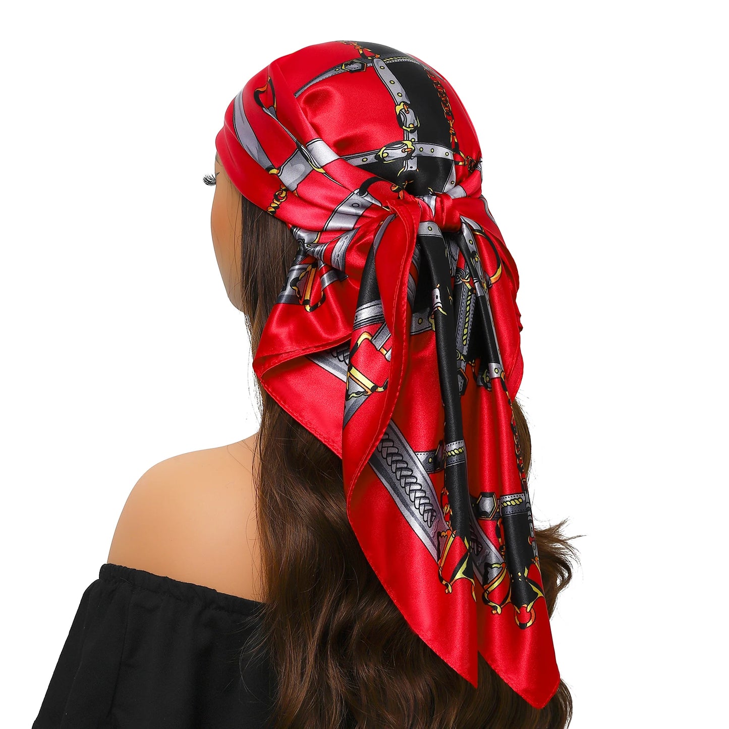 90cm Women Four Seasons Square Silk Satin Bandana Wrap Shawl Scarves Scarfs Spk11