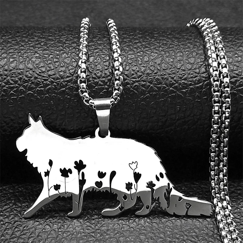 Cute Cat Ragdoll Kitty Women Men Stainless Steel Silver Color Chain Pendant Necklace