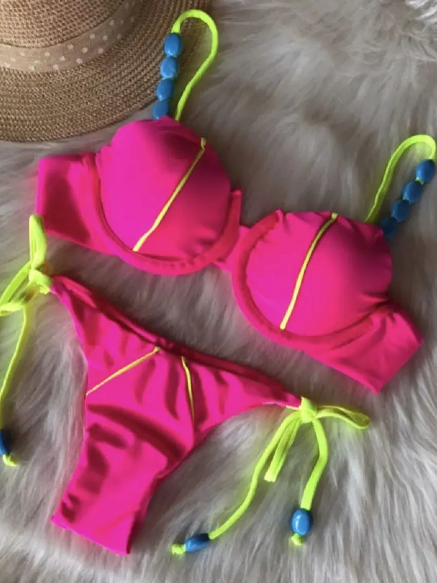 2pcs Push Up Women Micro Swimsuit Bandage Beach Wear Swimming Bikini