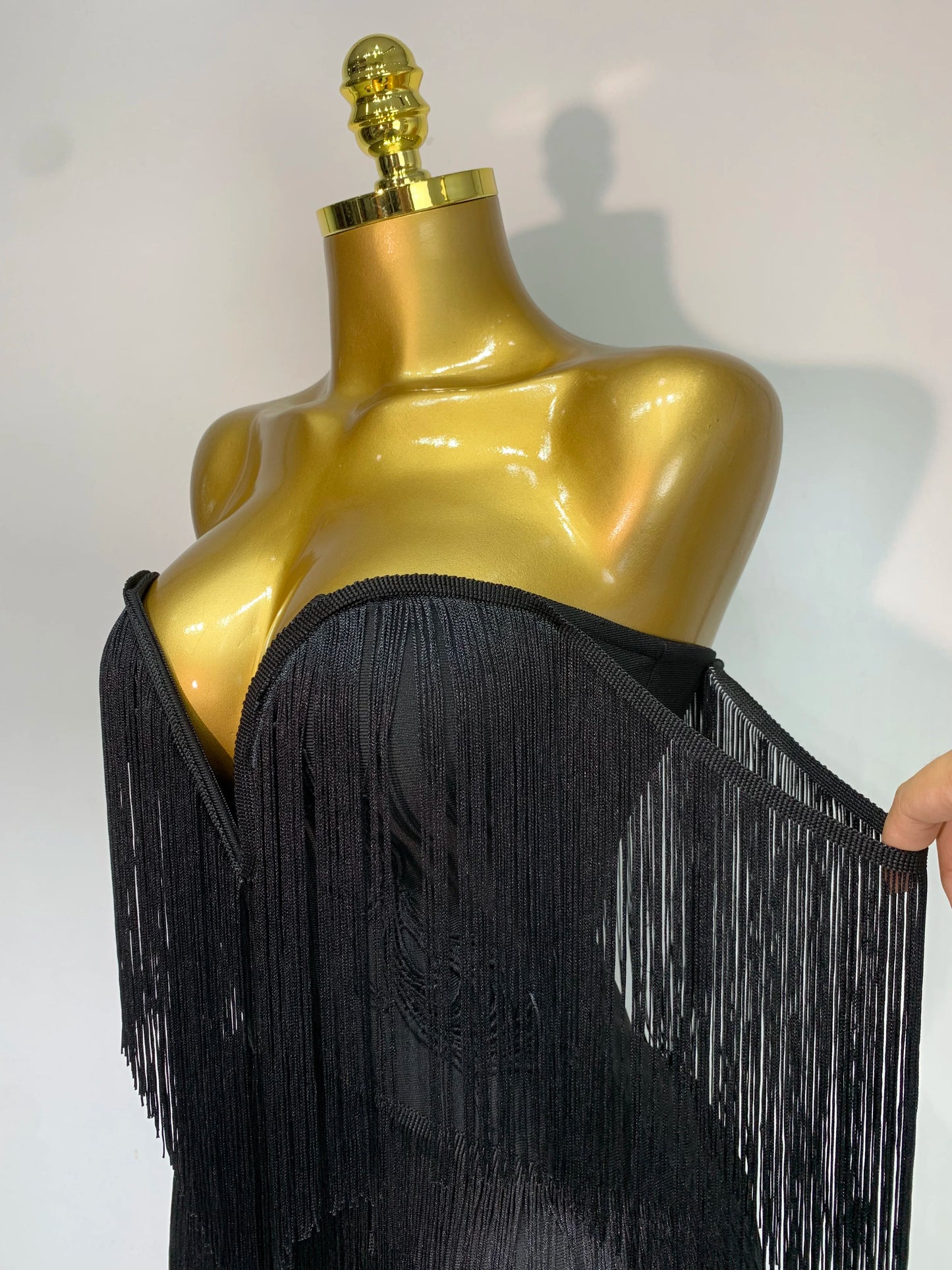 Sexy Strapless Tassel Off Shoulder Bandage Celebrity Evening Party Mini Birthday Dress