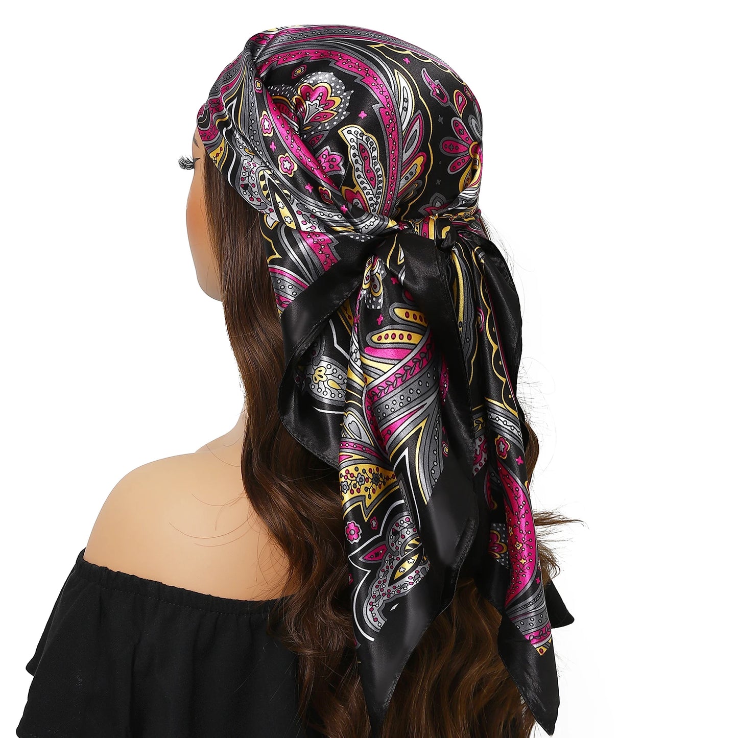 90cm Women Four Seasons Square Silk Satin Bandana Wrap Shawl Scarves Scarfs Spk13