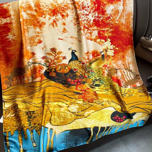 Women Fashion Printed Shawls Wraps Soft Pashmina Bandana Silk Scarves