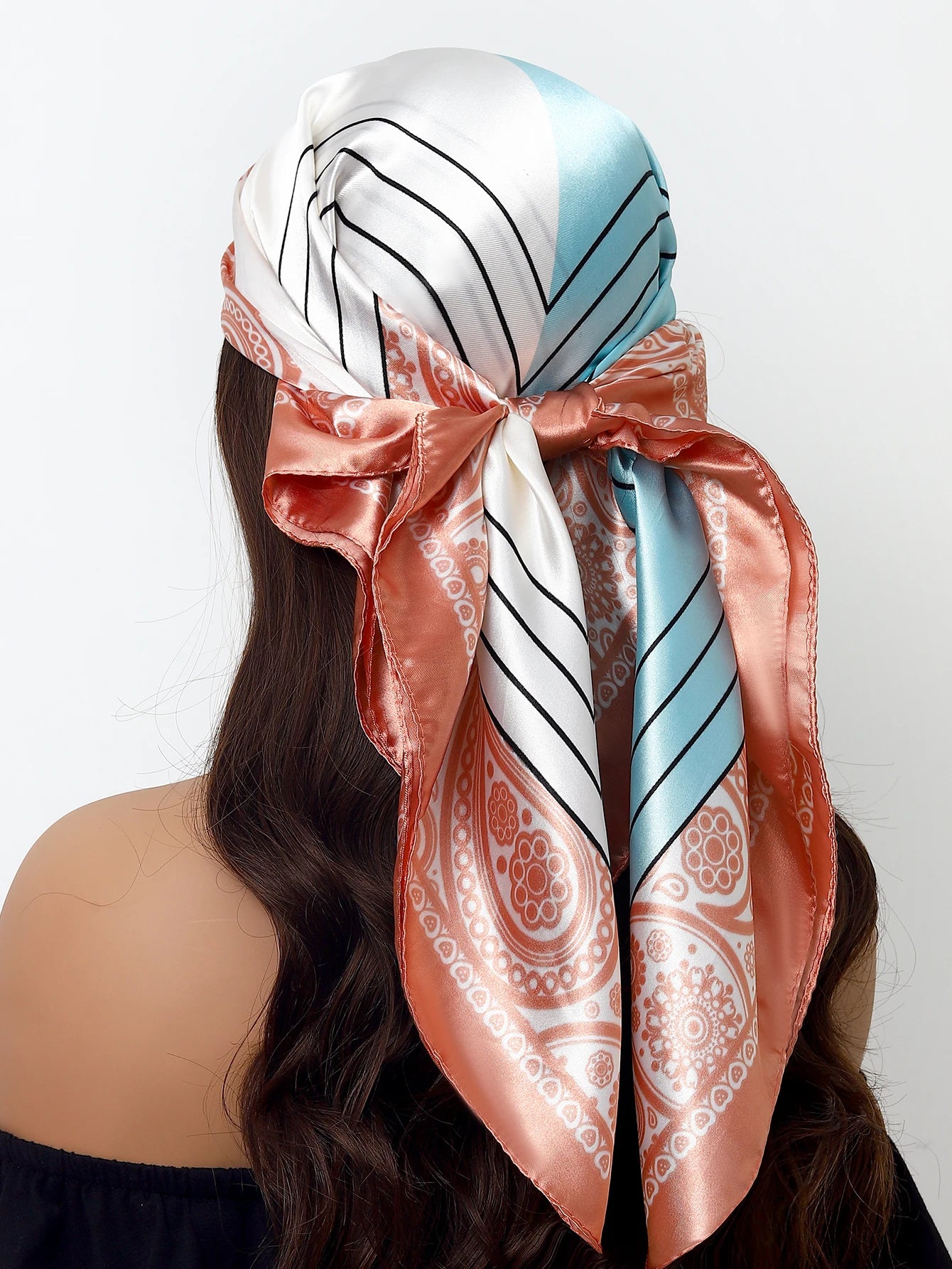 90cm Women Four Seasons Square Silk Satin Bandana Wrap Shawl Scarves Scarfs Sqk2