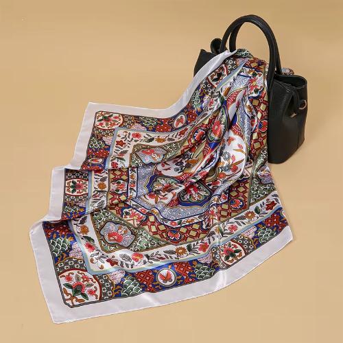 Women Fashion Silk Square Vintage Hijab Flower Prints Pashmina Bandana Scarves
