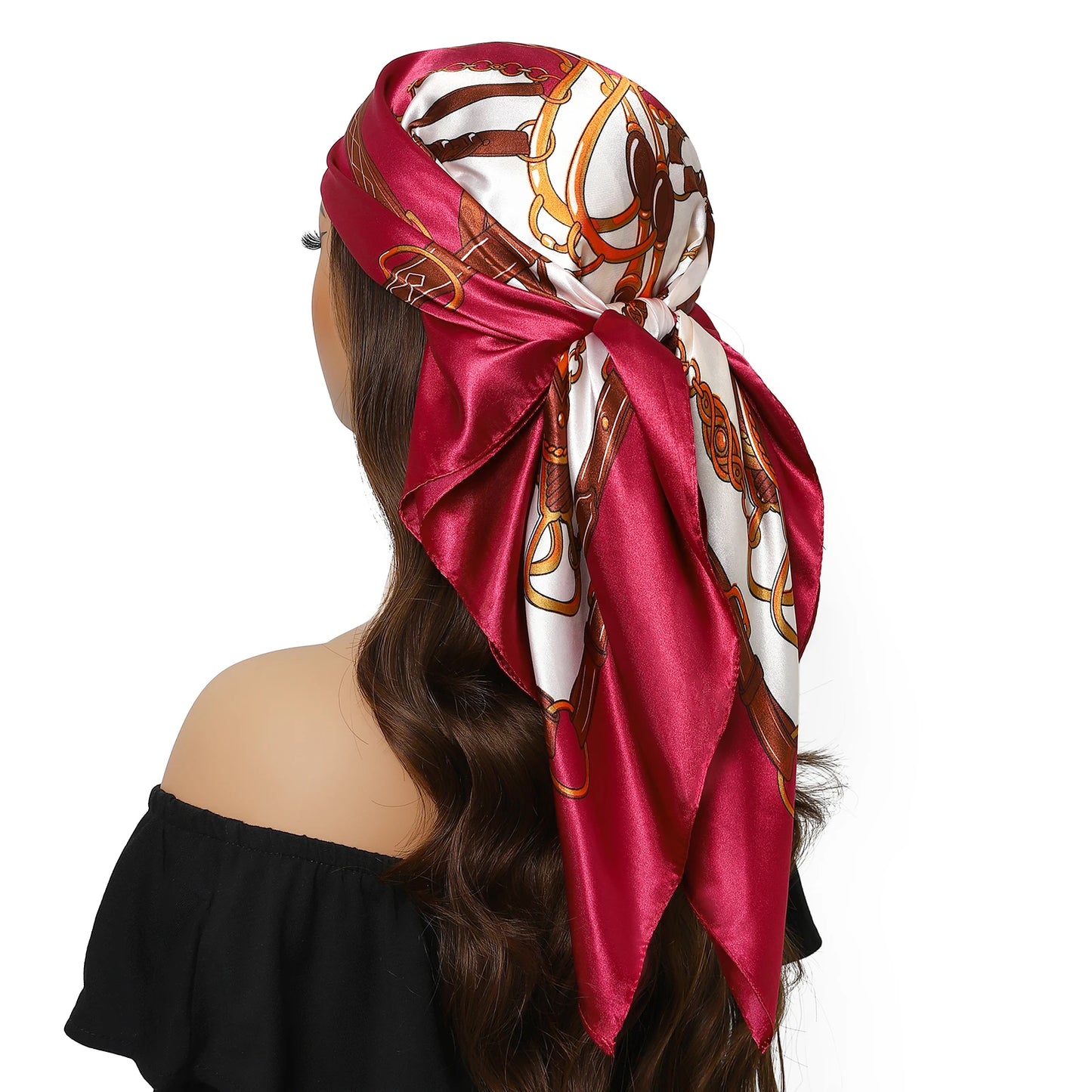 90cm Women Four Seasons Square Silk Satin Bandana Wrap Shawl Scarves Scarfs kfy1