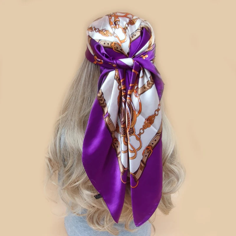 90cm Women Scarf Square Silk Satin Bandana Wrap Shawl Scarves Scarf