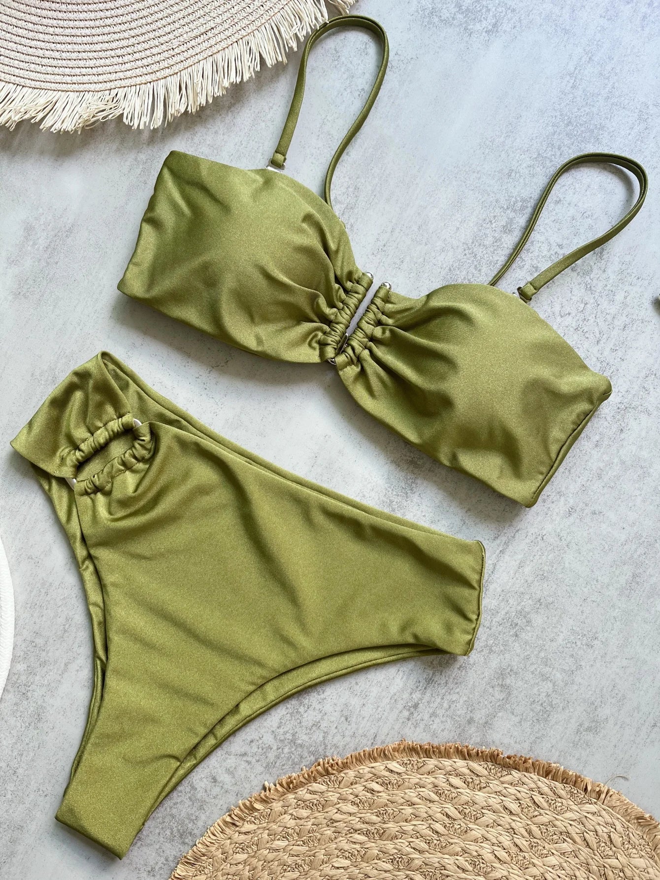 Sexy Push Up Swimwear Brazilian Bikini Thong Solid Beachwear Bathing Suits