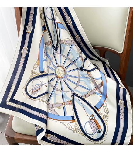 Luxury Silk Feeling Square Scarf Women 2024 Print Satin Neckerchief Spring Hair Band Foulard Bandana Echarpe Tie Shawl Wraps