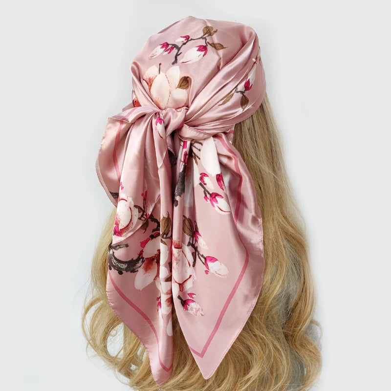 90*90cm Women Luxury Four Seasons Square Silk Satin Bandana Wrap Shawl Scarves Scarfs gk5